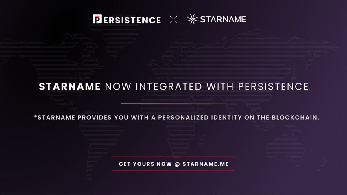 1/ Persistence has recently integrated with <a href="/starname_me/">*starname</a>, an asset name service allowing you to claim a part of the #blockchain to use for payments and identification. 🦾 

🙌 If you are a Gmail user, you can register a *persistence *Starname for free: starname.me