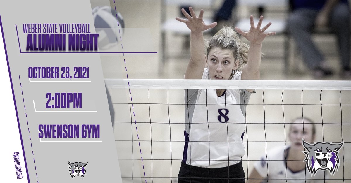 weberstatevb's tweet photo. Alumni Night is this Saturday October 23, 2021 at 2:00pm in Swenson Gym. We will be honoring Megan Gneiting, who reached 1,000 kills in her senior season during 2019. #weberstatevb #invictus #purplereign https://t.co/CpdkgbC5om