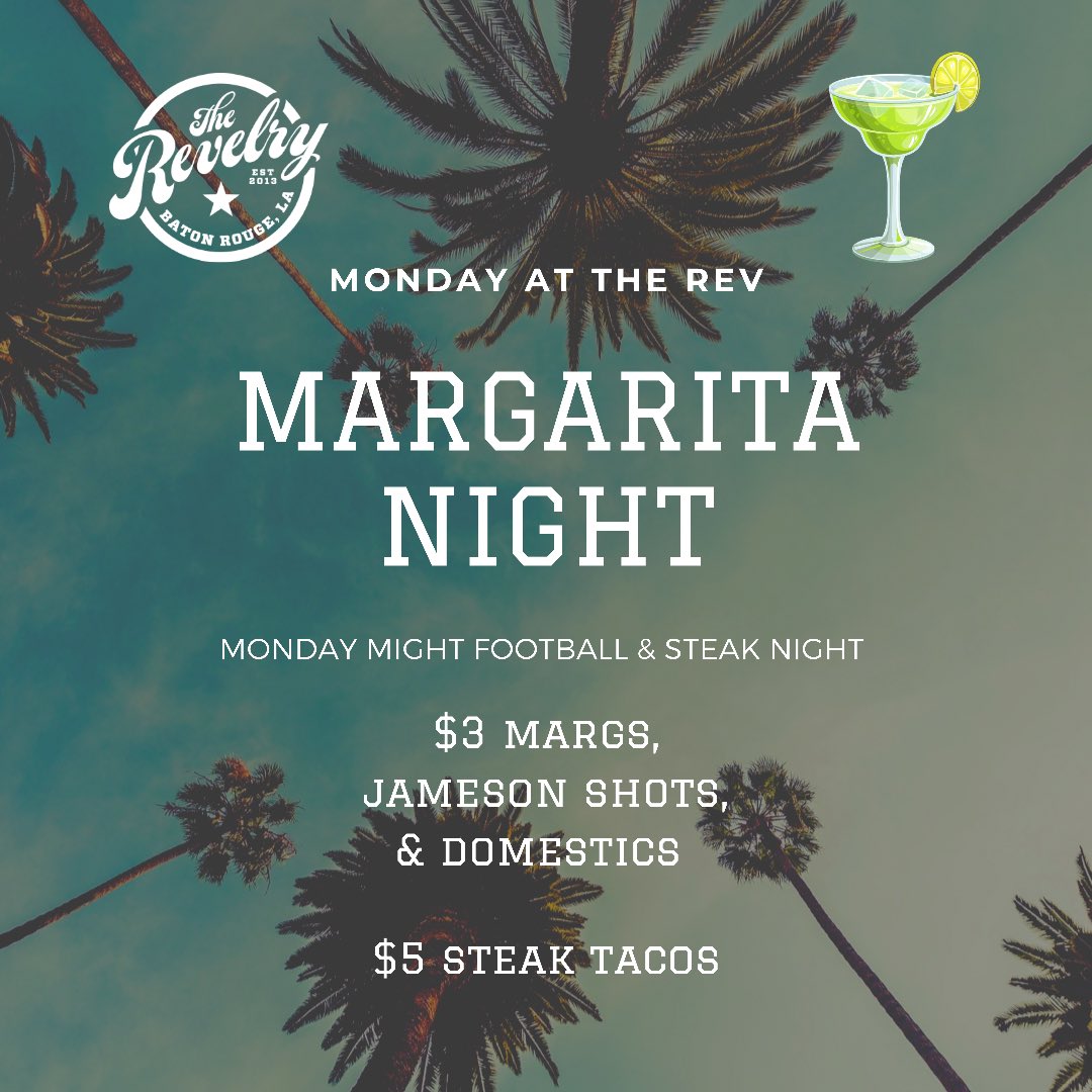 RevelryBR's tweet photo. Margaritas and MNF? What could be better! https://t.co/YCpp5ioTBC