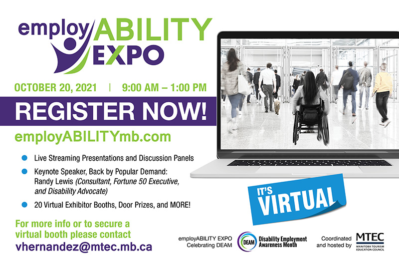 employABILITYMB's tweet photo. Still time to register for the Expo and find out how to tap into this incredible pool of talent! #deam #NDEAM2021 #employabilityexpo #randylewis #disabilityemployment #accessibility #disabilityemploymentawarenessmonth https://t.co/oDWEcxjek2