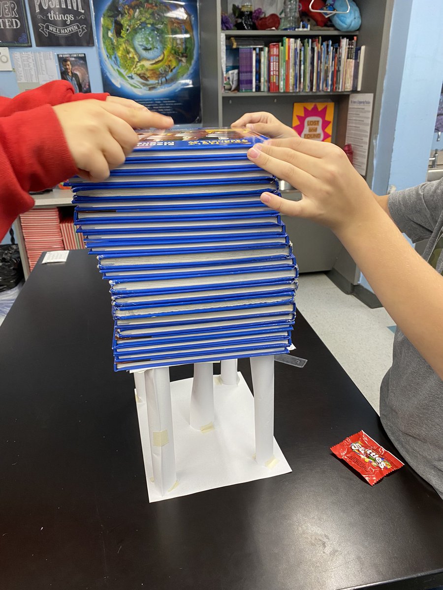 These kids got to 30 books before their “Only-10-Pieces-of-Paper Table” collapsed! STEM Club Win! #180WaysLionsLead #MTPSPride #Thorne_ms