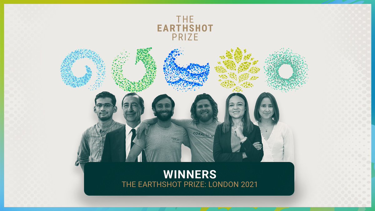 Huge congratulations to the first-ever Winners of The @EarthshotPrize!
 
Meet each Winner and learn about their ground-breaking solutions to help repair our planet. 

earthshotprize.org/first-ever-win…

#EarthshotLondon2021