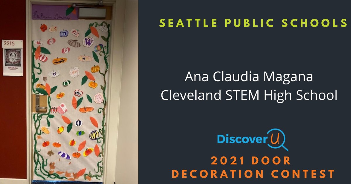 discoveruwa's tweet photo. Congratulation to our "Best in District" winner of the 2021 Door Decoration Contest!

Renton School District: Carlee Rustemeyer
Seattle Public Schools: Ana Claudia Magana
Tukwila School District: Sonya Marano https://t.co/iTmGmJgX2A