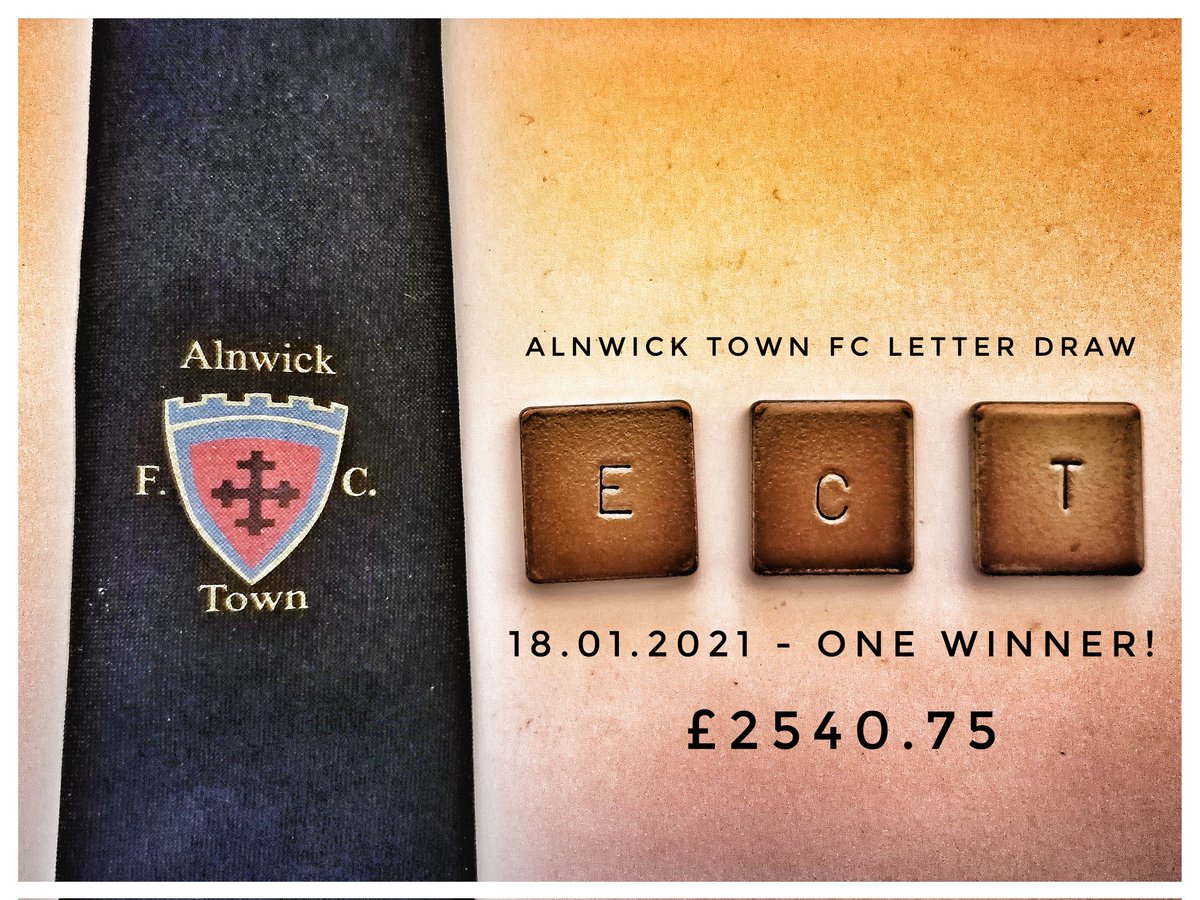 AlnwickTownAFC's tweet photo. 🗣️ Letter Draw Result
🗓️ 18.10.2021
🔠 E C T
💰 £2540.75*
🎉 1 Winner!!!
🔮 Next week estimate £150
#AlnwickTown #LetterDraw #Alnwick #Fundraising https://t.co/JhTiar3Aud
