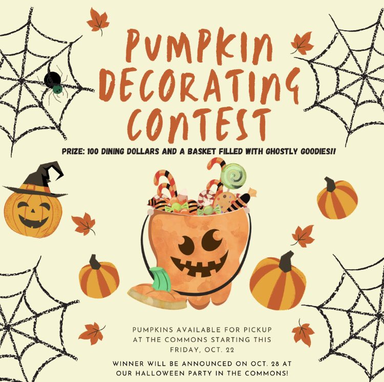 Give ‘em pumpkin to talk about!

Pumpkins can be carved, painted, or any other creative ways you want to decorate 🎃

Pumpkins will be available this Friday and must be submitted by Wed. Oct. 27 to be considered 👻💚 #Halloween #fall #pumpkin #uabdining