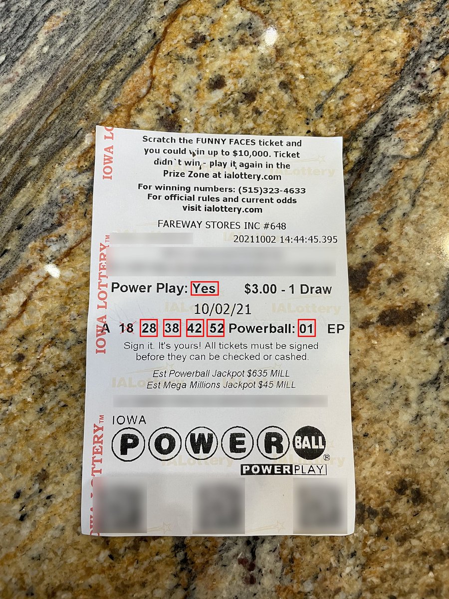 #WooHooForYou to today's big winners! William Hall matched four of five white balls and the #Powerball in the Oct. 2 drawing, and his initial $50,000 prize was doubled because he opted for the $1 Power Play multiplier! He bought his winning ticket @Fareway_Stores in #Ottumwa. https://t.co/vMWh2VejIR