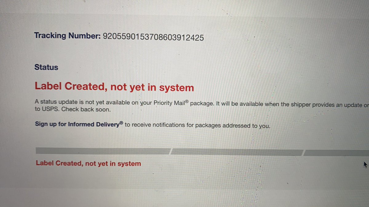 Usps Label Created, Not Yet in System 2020