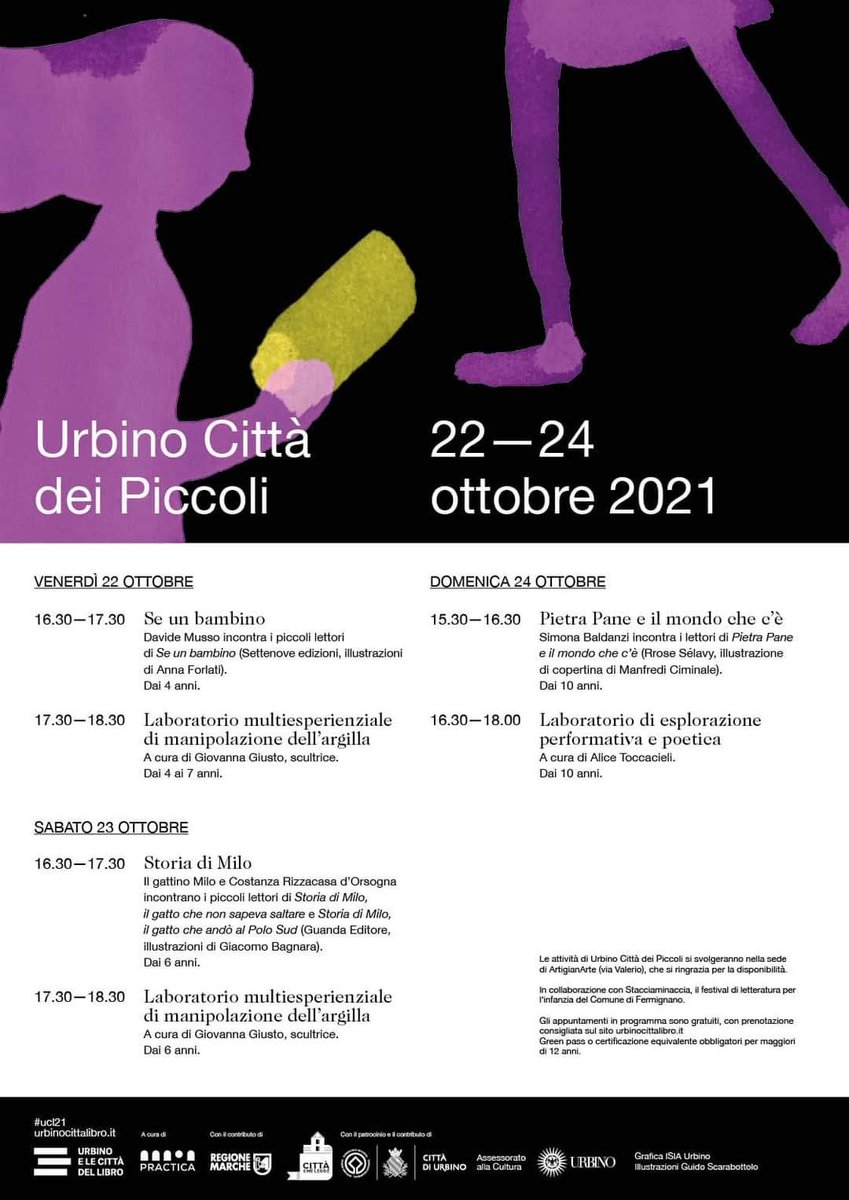 🤸‍♂️L'autore e le autrici di Urbino Città dei Piccoli🤸‍♀️<a href="/davidemusso/">parole elettriche</a> #SeUnBambino <a href="/ed_settenove/">Settenove</a>🐈‍⬛Milo e <a href="/CostanzaRdO/">Costanza R.d'O.</a> #StoriaDiMilo <a href="/GuandaEditore/">Guanda</a> 🐝 <a href="/baldamony/">Simona Baldanzi</a> #PietraPane e il mondo che c'è <a href="/rroseeditore/">rrose sélavy</a> 👉Prenotazioni
urbinocittalibro.it/prenotazioni/ 👉Programma 
urbinocittalibro.it/wp-content/upl…