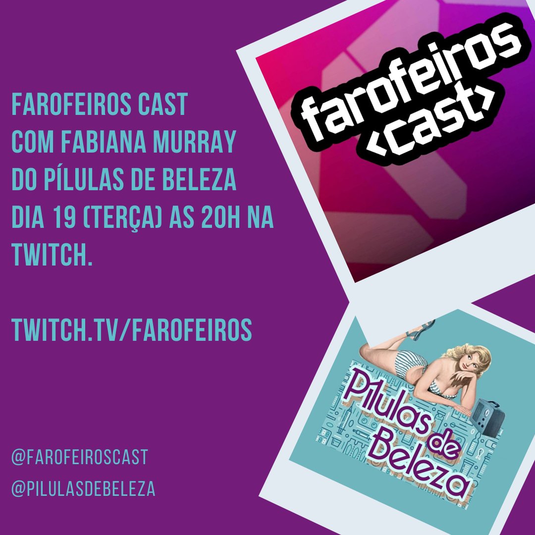 fabianamurray's tweet photo. Amanhã estarei na twitch com os farofeiros falando sobre pele e cabelos. Dê sua contribuição fazendo perguntas na live. Boraaaaaa.
#mulherespodcasters #podcast #podcastbrasil #podcasts #podcastbr #podcastlife #lowpoo #nopoo #cacheadas #cacheados #crespas #crespos #ondulados https://t.co/56710vqPaq