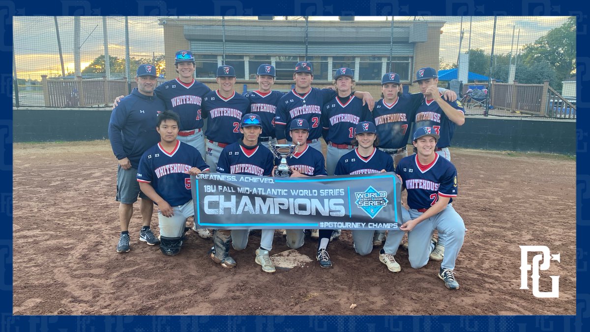 PGMidAtlantic's tweet photo. 2021 18U PG Mid-Atlantic World Series
🏆 Champion: Whitehouse Post 284
🥈 Runner-up: Elite Squad NY
🥉 Semi-Finalist: Hit &amp; Run Outlaws
🥉 Semi-Finalist: Sportika Baseball Academy 17U National
🏅 MVP: Chase Fischer
🏅 MVPitcher: Erwins Branche
@PG_Tourney https://t.co/26CcaxDKUK