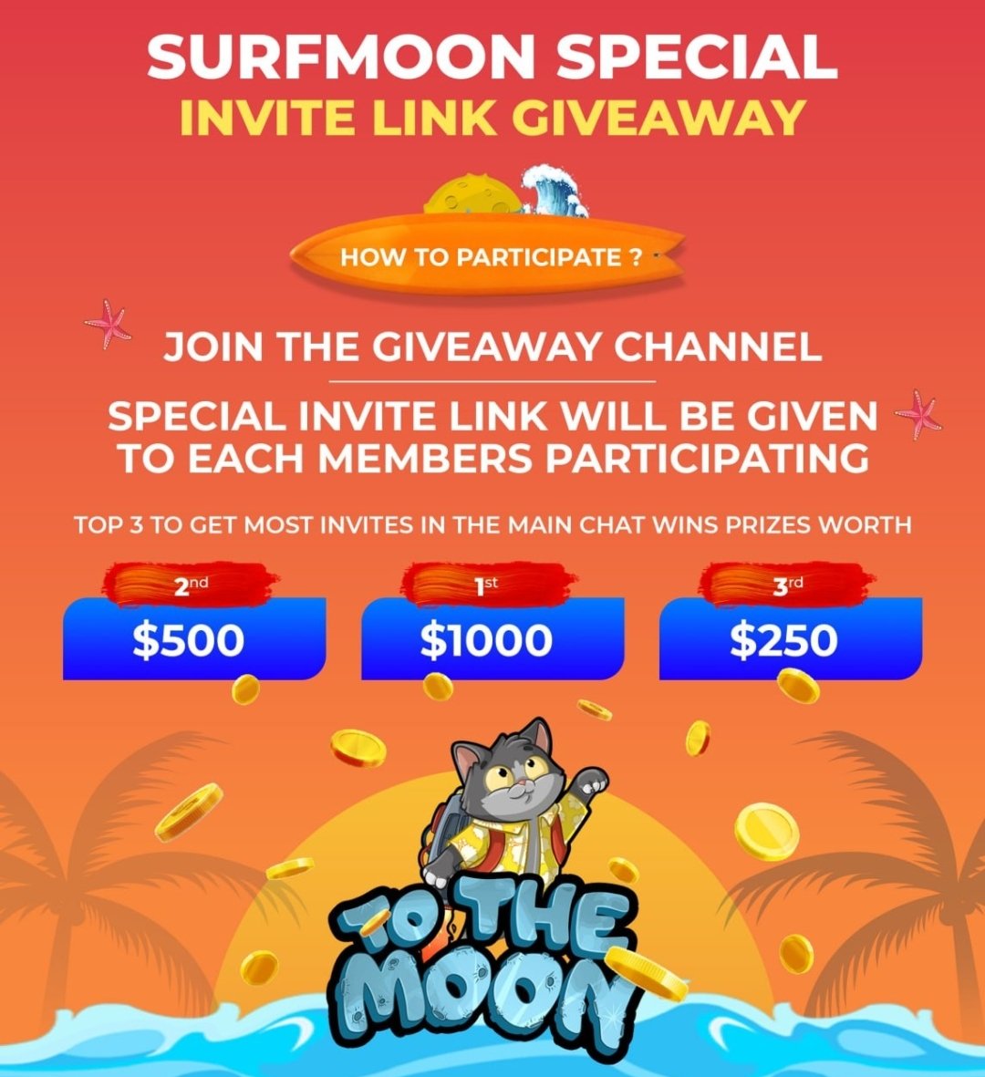 SurfMoonToken's tweet photo. Another giveaway SurfFam🎁🚀💥 
3 lucky winners will be chosen🥳🏆 Join our TG and dont miss this chance🌑🏄‍♂️ #Crypto #bnb #surfmoon #giveaway #winners #contest #cryptocurrencies #cryptotwitter #coinmaster https://t.co/jjhIgBGYVY