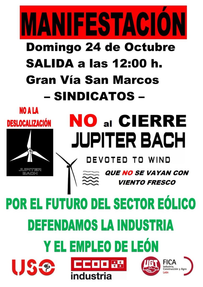 jupbachsequeda's tweet photo. Volvemos a la carga.
Domingo 24 Manifestación en León.
No al cierre de Jupiter Bach.
Porque sin industria León se muere

#jupiterbach #leonesp #leonsemuere #EnergiasRenovables #noalere #noaladeslocalizacion https://t.co/7sGf69rKys