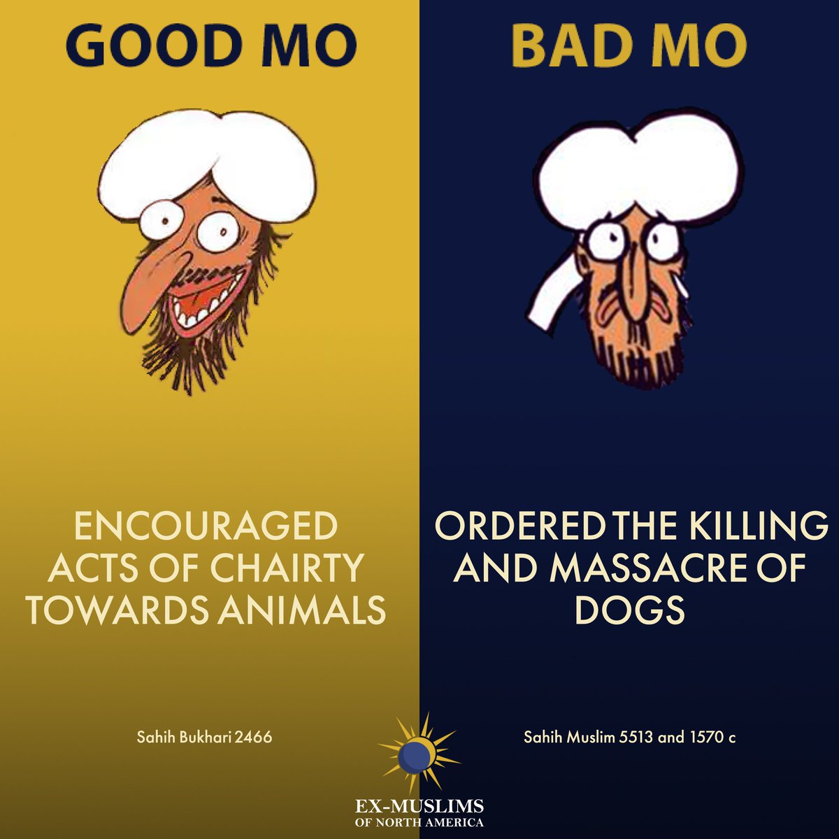 ExmuslimsOrg's tweet photo. Owning dogs in Muslim countries is still stigmatized today because of Muhammad's hatred of them. Dogs are seen as 'filthy' in Islam. #GoodMoBadMo #Muhammad #EidElMaulud https://t.co/05vaKZOcVq