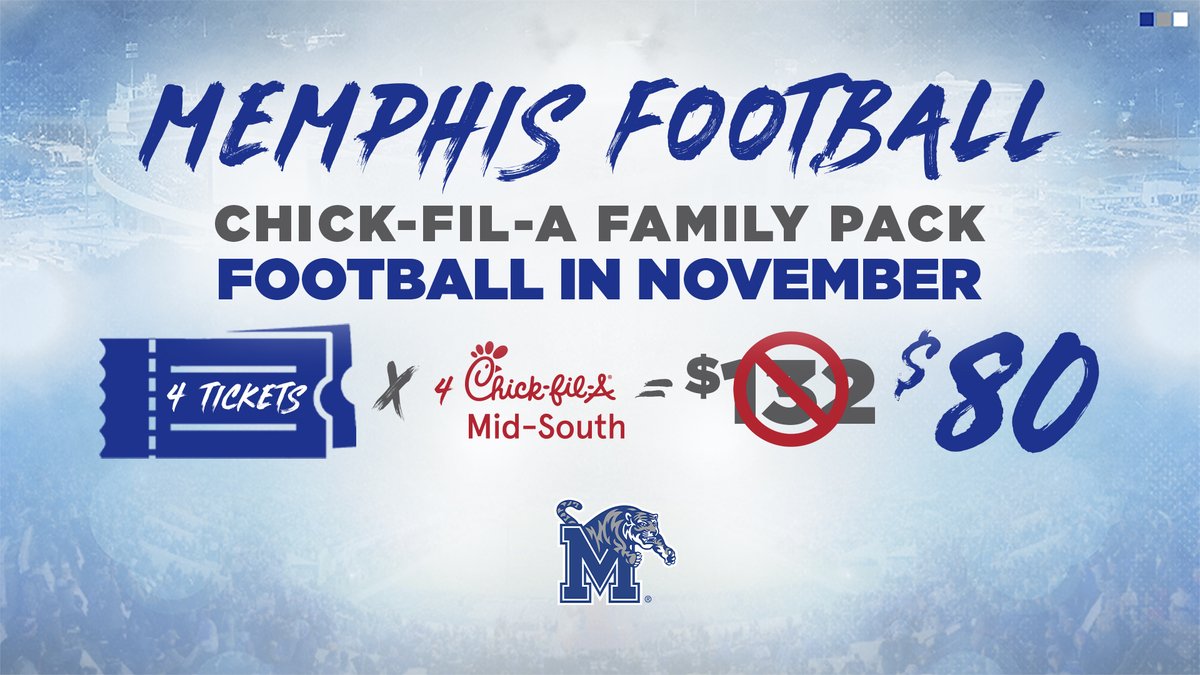 4️⃣ <a href="/ChickfilaMem/">Chick-fil-A MidSouth</a> meals + 4️⃣ <a href="/MemphisFB/">Memphis Football</a> tickets  = Unbelievable Deal! 

🎟️: bit.ly/FB-CFA
