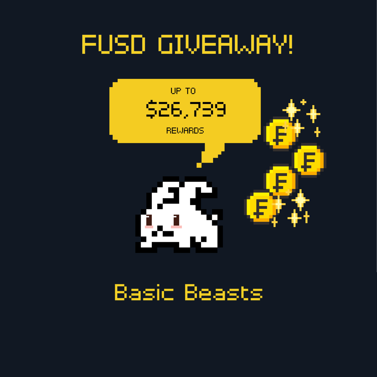 basicbeastsnft's tweet photo. Basic Beasts Genesis drop this week!
We’re giving away 50% of the drop sales to 10 people
Up to $26,739 Rewards in FUSD 
1 FUSD = 1 USD 🤯 #OnFlow Built on @flowblockchain 🌊

1️⃣Follow @basicbeastsnft
2️⃣Retweet this tweet
3️⃣Tag 3 friends

Winners will be chosen Oct 25, 12PM PST https://t.co/dnw1I9Ukgm