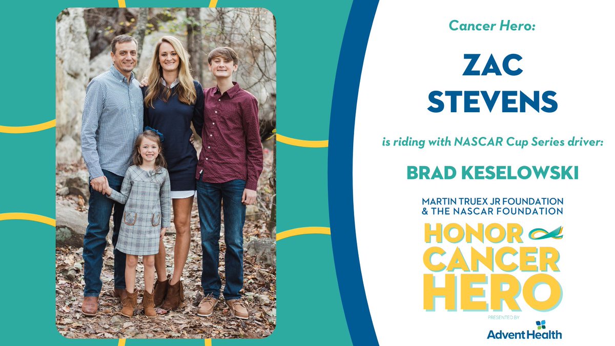 MTJFoundation's tweet image. Riding along with @keselowski this weekend is Zac Stevens. Zac was diagnosed with colon cancer at 36 years old. He never gave up, never asked why, &amp;amp; fought with all of his heart until the end. Zac passed away on Aug 20, 21 but his family still feels his presence with them today.