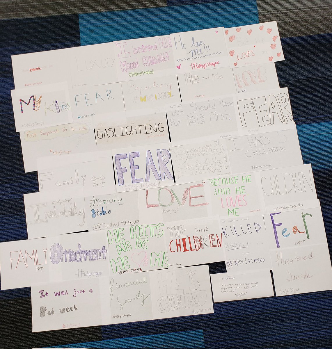 kphancock8's tweet photo. π§΅1/2 I shared details of 3 #DomesticViolence cases with my students & asked them to draw 1 reason they might have stayed in the relationships I detailed. The goal was to show them leaving isn't easy. See πΈ for their reasons.
#whyistayed #DomesticViolenceAwarenessMonth #gsucjc https://t.co/Fh2HK6bhGM