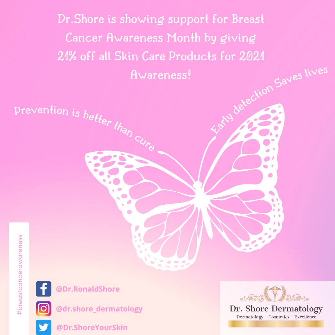 DrShoreYourSkin's tweet photo. October is Breast Cancer Awareness Month. Reduce your risk for breast cancer by taking care of your health.#breastcancerawareness #breastcancer #breastcancerawarenessmonth #cancer #cancersucks #breastcancersupport #breastcancerfighter #repost #pinkoctober #breastcancercare https://t.co/4zc7iPEzXQ