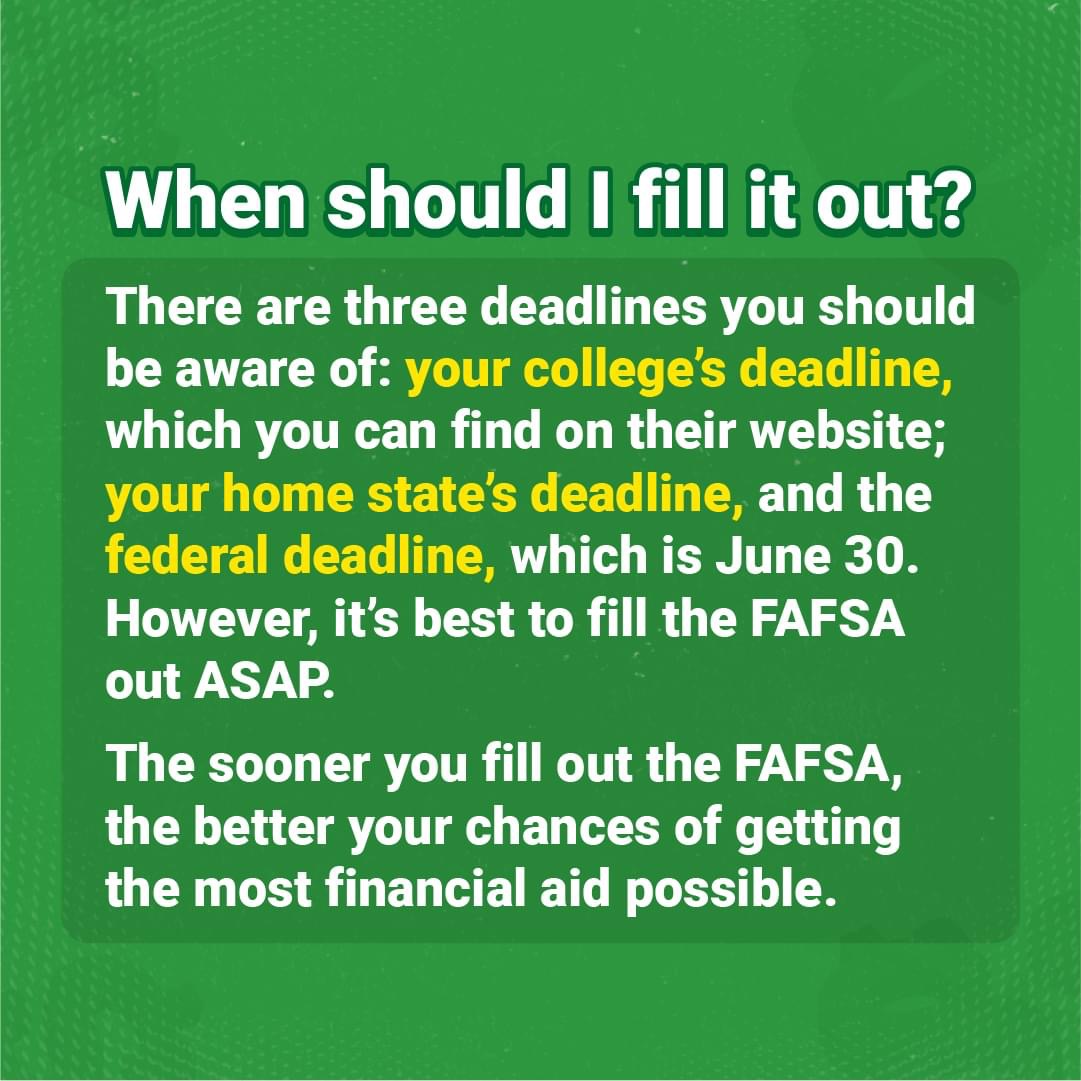 QCHS_CCC's tweet photo. You keep asking...When? The time is now, but check the 2nd slide for @NAU @FutureSunDevils @uarizona specific FAFSA priority deadlines.
You def want to be in the priority round, so just get it done!
#Fundyourpath
#qcleads
#youhaftaFAFSA https://t.co/KQakktdhEd