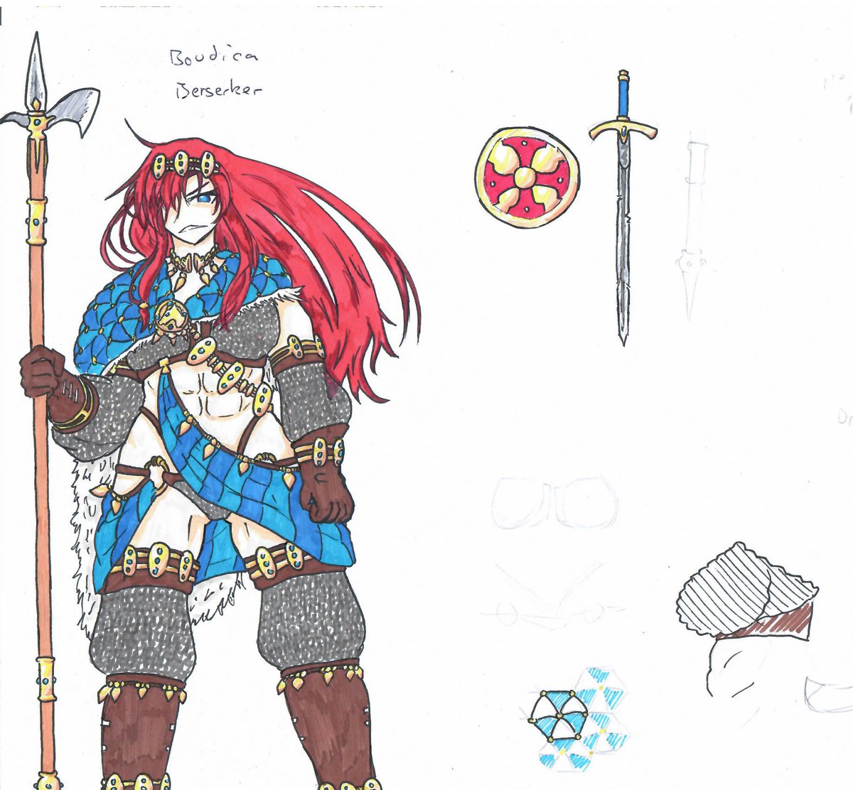 WaiWai_19's tweet photo. Days 14 to 17, been a bit behind as always, just did a big battle on day 13 so a lil water fight is a nice calm alternative - the Boudica design being one I've been toying with for a fan game idea but ngl I cannot code for shit.
#FGO #doodlefest #tamamo #็่ปใฎๅ #boudica https://t.co/oTyetwKVD4