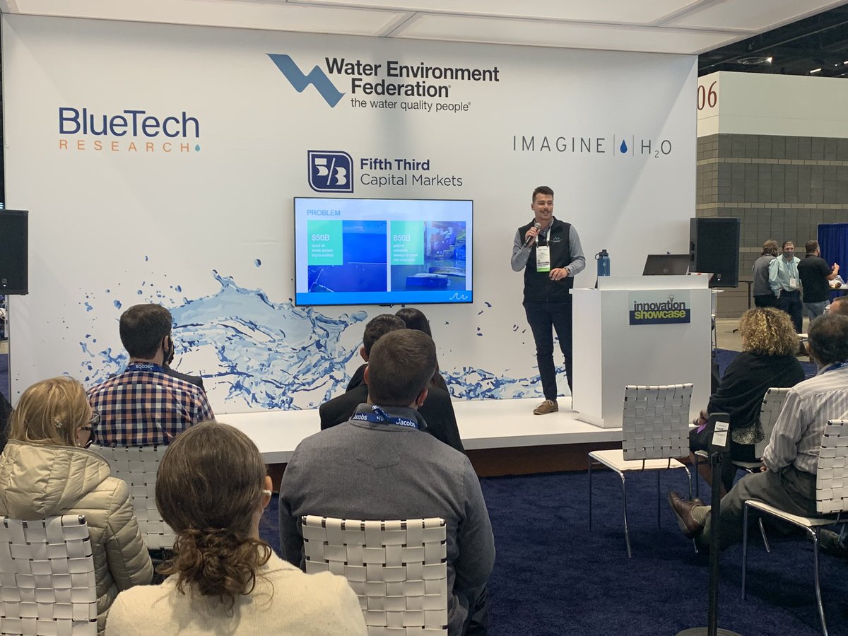 ImagineH2O's tweet photo. Croctank is happening right now at the Innovation Pavilion — the crocs are posing some tough questions to our #startups. Stay tuned to see who wins!  #WEFTEC21 @WEFTEC @BlueTechR https://t.co/bPeSuJrYYm