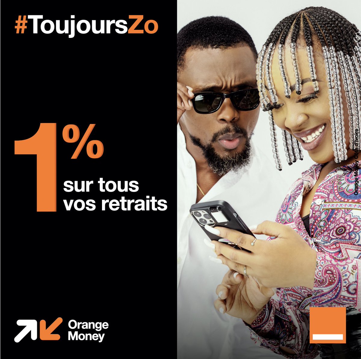 À compter du 20 Octobre 2021, c'est encore plus zooo 😌
- Retrait d'argent à 1% partout en Côte d'Ivoire,  😍💸
On vous dit que  #OrangeMoney gère 😌
Téléchargez l'appli ici 👉🏽 bit.ly/2wmMW1R , pour plus de simplicité et de sécurité.
#ToujoursZo
