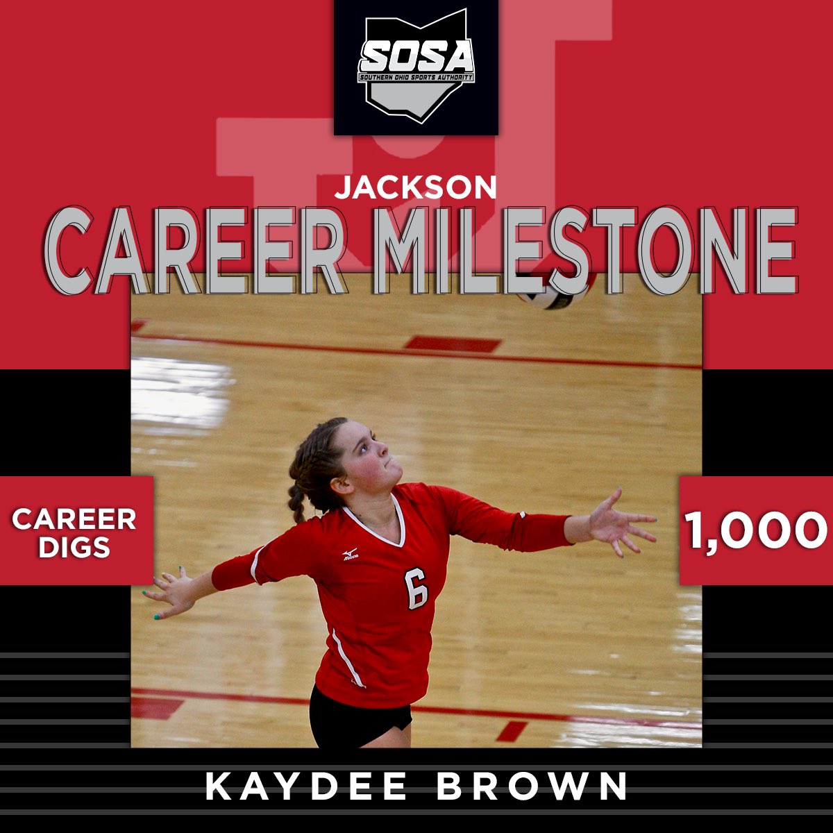 Congratulations to <a href="/volleyball_JHS/">JHS Volleyball</a>’ <a href="/Kaydee__Brown/">Kaydee Brown</a> on recording her 1,000th career dig this past weekend.