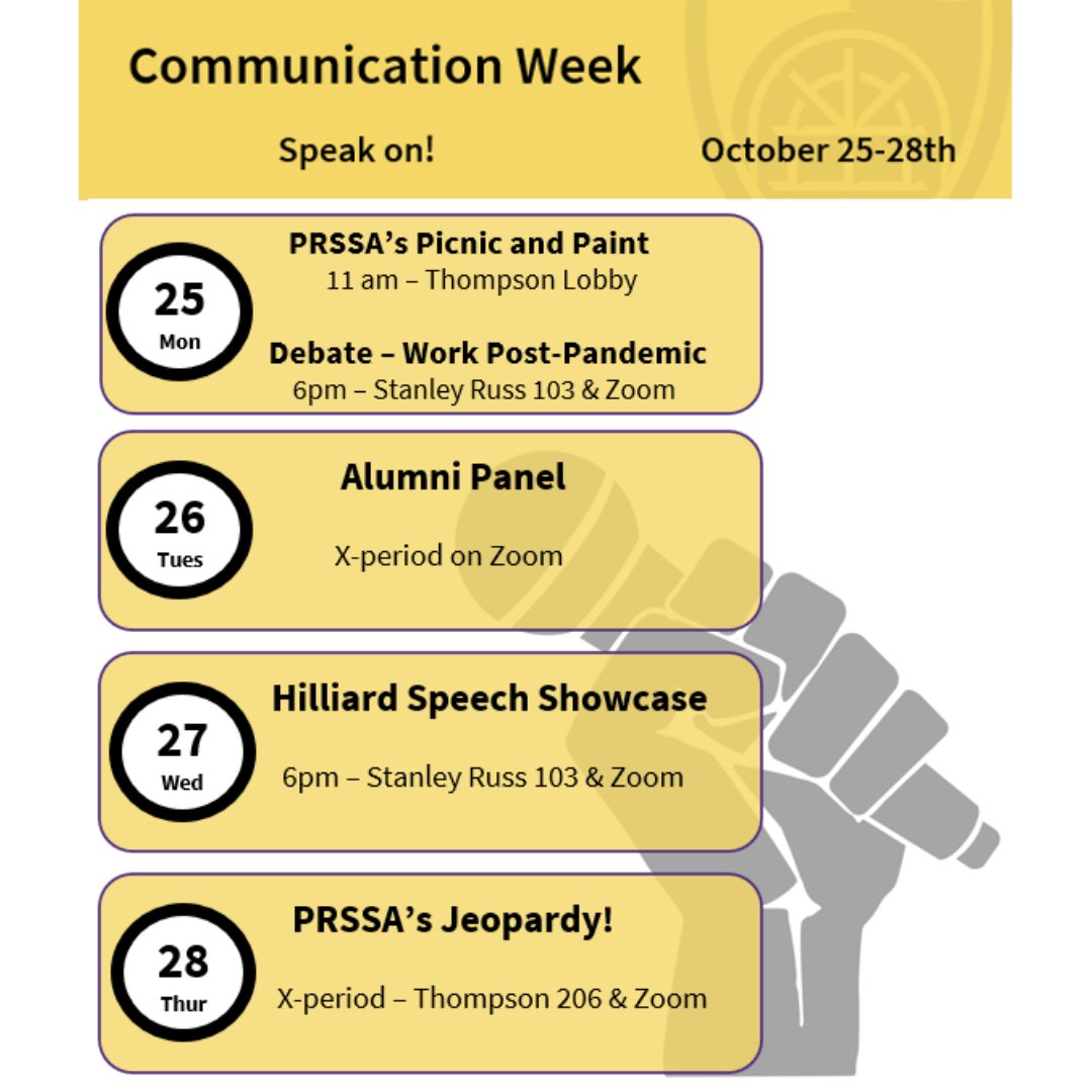The UCA School of Comm 2021 Communication Week schedule is here! Which events do you plan on attending? #CommWeek2021