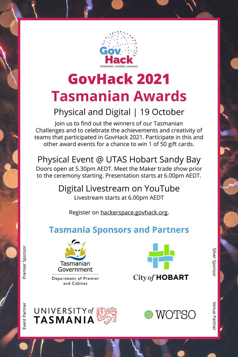 GovHackAU's tweet image. A big shout out to our Tassie Sponsors &amp;amp; Partners as we get ready for tonight’s physical &amp;amp; digital #GovHack2021 TAS Awards 🙌🏻 🥳

Tasmanian Gov 
@cohobart @UTAS_ @WOTSOWorkSpace 

We’re looking forward to announcing the winning projects 🎤
