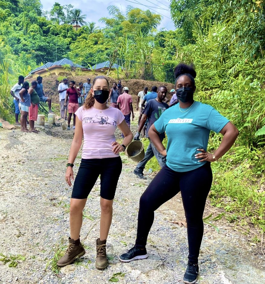 annmarievazja's tweet photo. Today #NationalHeroesDay, the #ActionTeam along with a team of communitymembers worked together in #CornwallBarracks.
Volunteering their time & with donations of shingles & personal contribution we patched out the worst craters on the main road* and did some debushing.
Boomπ―π²ππ»π€ https://t.co/aLcxMJYG6i