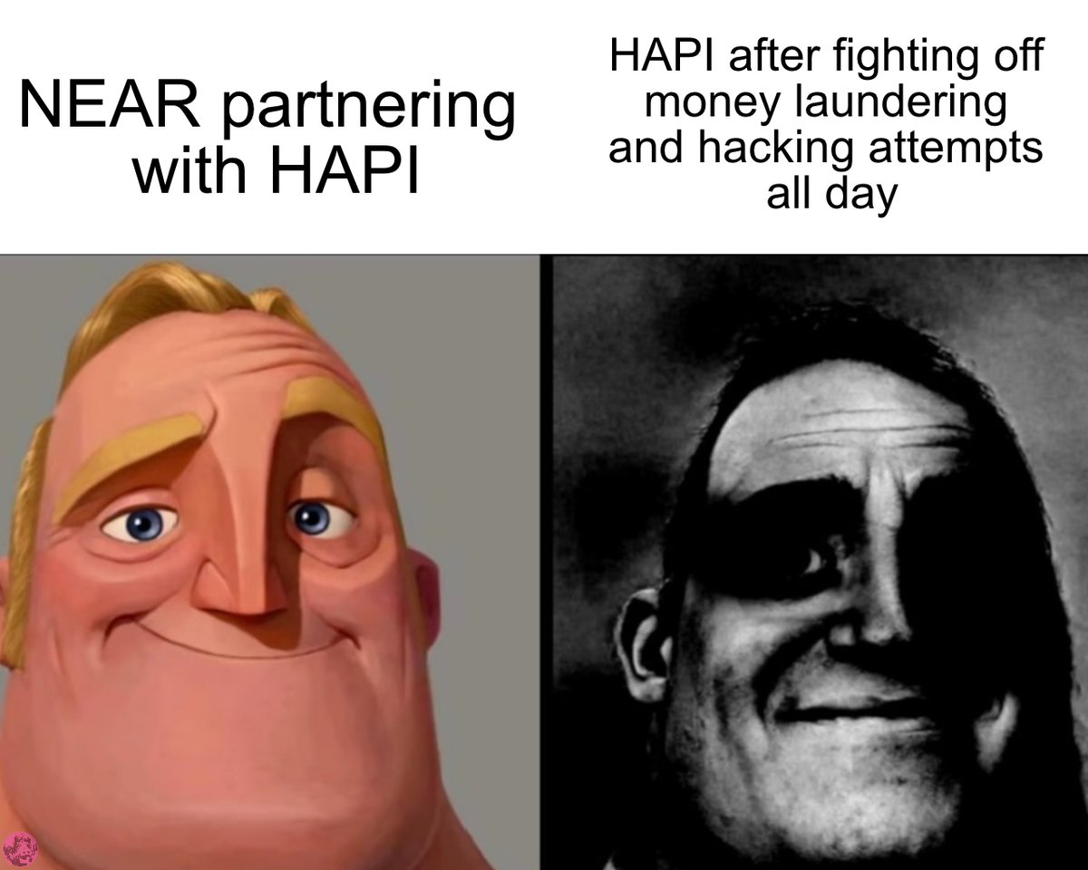 NEARosis's tweet photo. This partnership makes us really...HAPI 😂 
@i_am_hapi_one is making our #cybersecurity  dreams come true😇👏 #MemeDropMonday https://t.co/8Trix8wTGK