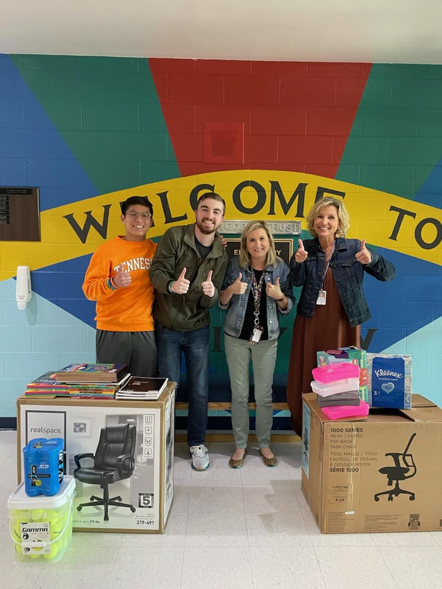 Fairview would like to extend a special thank you to an University of Tennessee student organization, Vols for Good. 
Vols for Good donated school supplies to our school today that will help our students. We appreciate all of their donations and help!