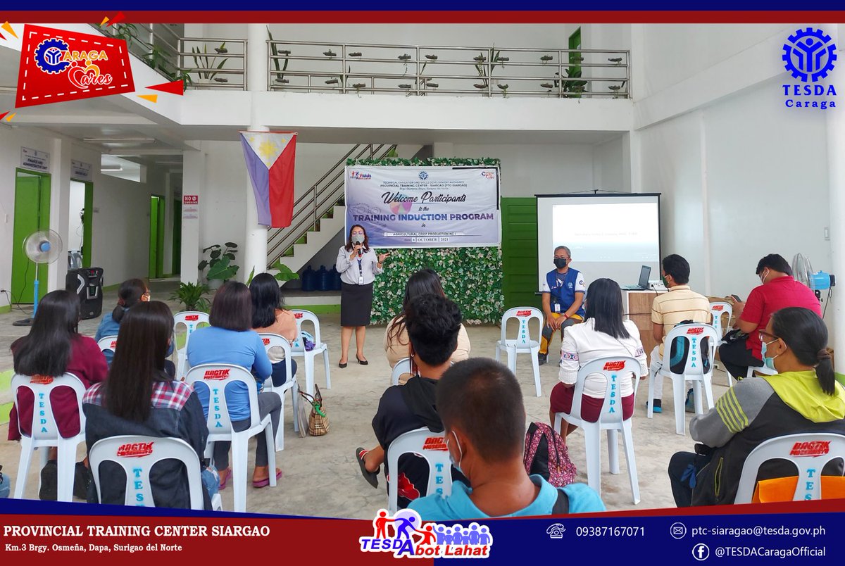 tesdaofficial's tweet photo. A total of 50 TESDA scholars in various qualifications attended the Training Induction Program conducted by PTC-Siargao to formally start their training in Agricultural Crop Production NC I and Shielded Metal Arc Welding NC I under TESDA scholarship programs.

#TESDAAbotLahat https://t.co/wSJe5uTuXE