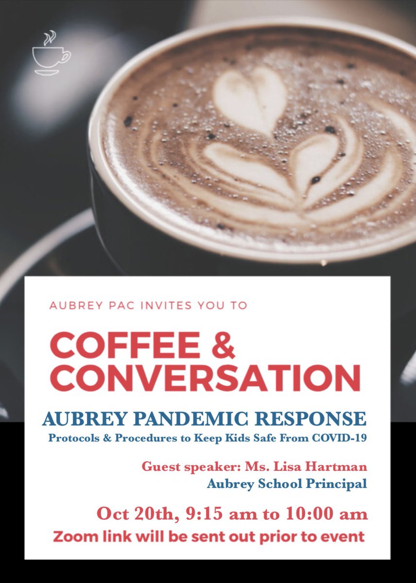 PAC_Aubrey's tweet photo. Mark your calendars for our next Coffee and Conversation coming up on Wednesday, Oct 20 at 9:15am. 
Link will be sent out via email. Please ensure that you are signed up to receive emails from the school. https://t.co/j7yUpLD9RV