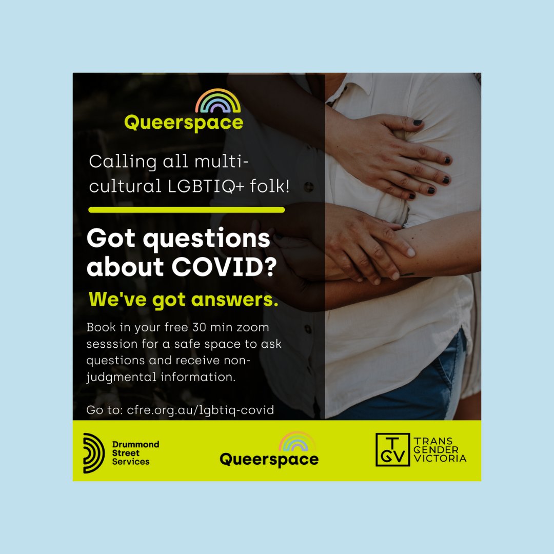 Our friends at Drummond Street Services &amp; Queerspace are hosting online info sessions for multicultural LGBTIQA+ communities about getting the vax. Go to buff.ly/3iYF7EC to find a time that suits you and join! #FabJab