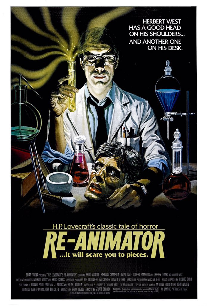FilmNewsNos's tweet photo. 🎬MOVIE HISTORY: 36 years ago today, October 18, 1985, the movie ‘Re-Animator’ opened in theaters!
#JeffreyCombs #BruceAbbott #BarbaraCrampton #DavidGale #RobertSampson #AlBerry #CarolynPurdyGordon #IanPatrickWilliams #GerryBlack #PeterKent #CraigReed https://t.co/Kue9PbVOOK
