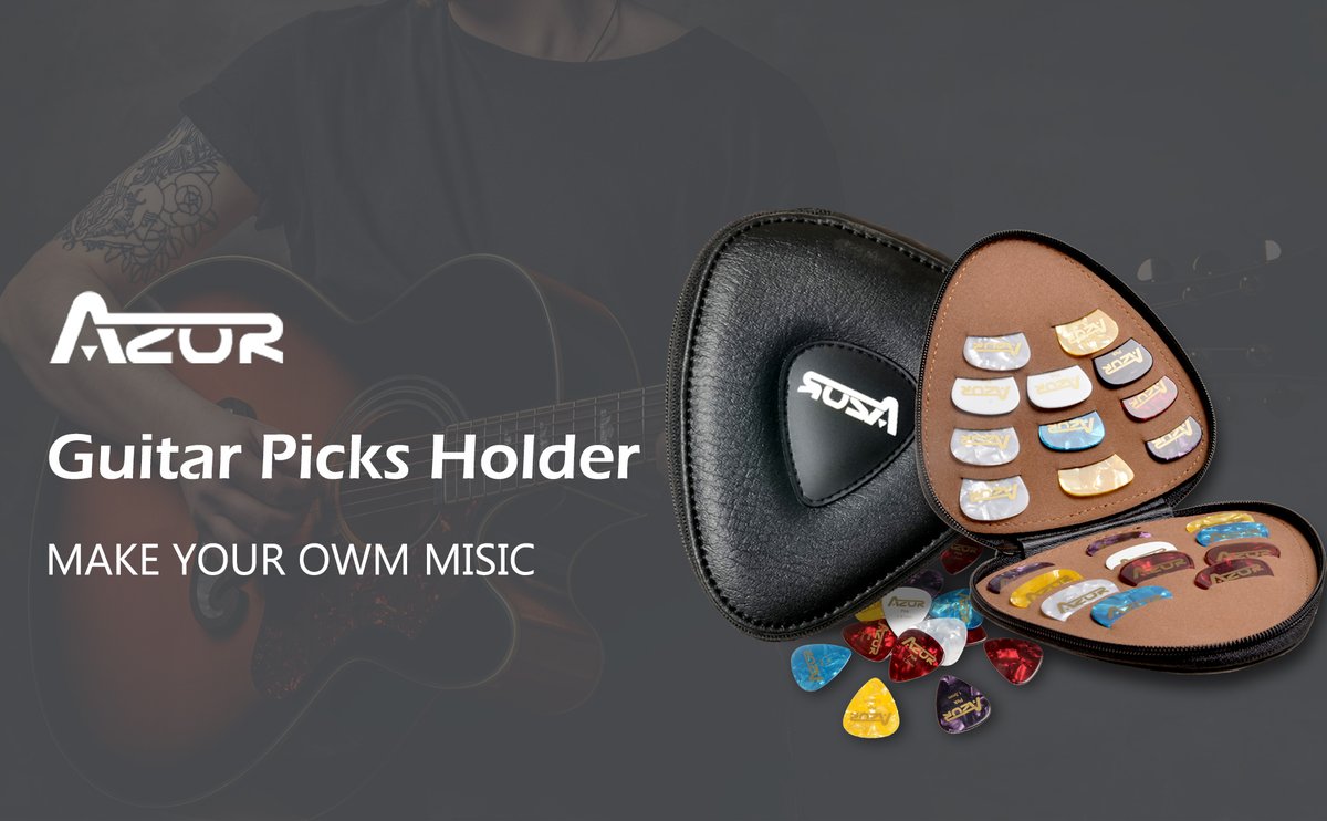 AZOR Guitar Picks Holder Case Bag with 22pcs Acoustic Electric Guitar Colorful Picks Variety Pack Picks Storage Pouch Box, PU leather Guitar Plectrums Bag with Lanyard, Gift for Guitarist
amazon.com/dp/B09B1ZSKBV?…
