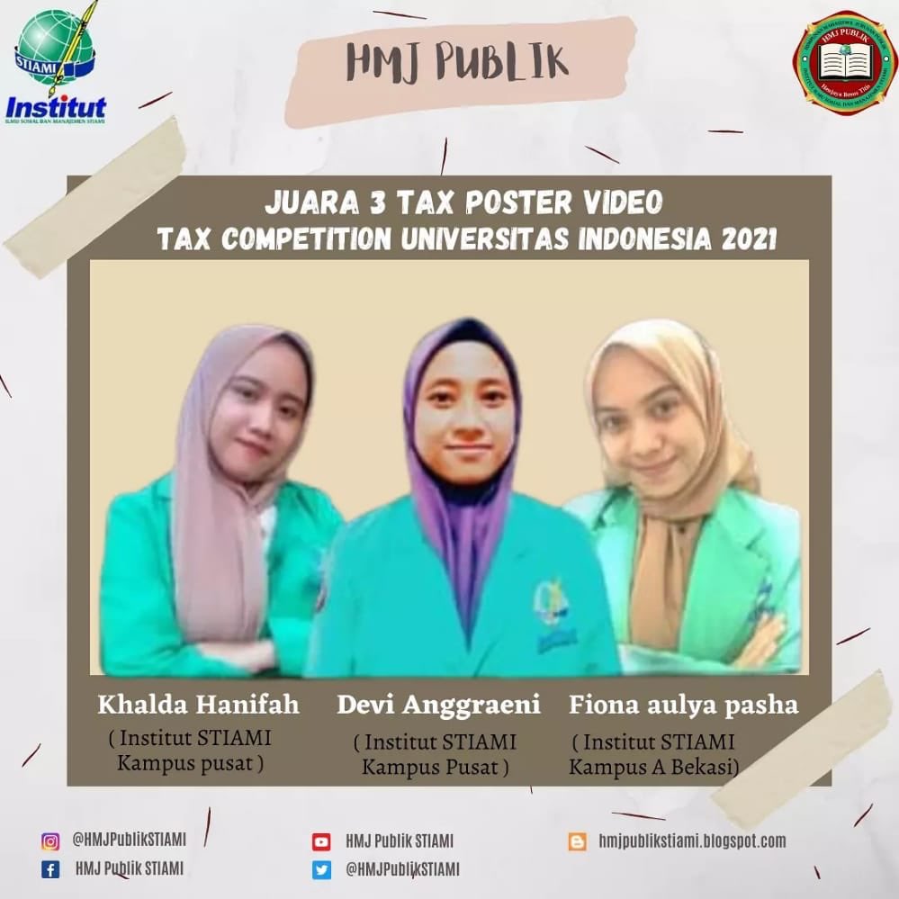 HMJPublikSTIAMI's tweet photo. Selamat kepada para pemenang Tax Competition Universitas Indonesia 2021 yang diselenggarakan oleh Universitas Indonesia
#HmjPublik #stiami https://t.co/83nOGKAk2z