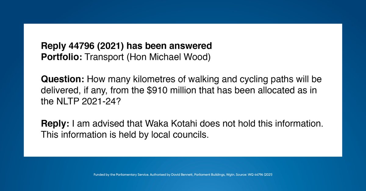 The Minister of Transport doesn’t even know how much his centrepiece projects will deliver.. If they get cancelled all the time like his infamous walking and cycling bridge then what can you expect #nzpol #nondelivery #walking #cycling