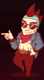Red_BlackOTD's tweet photo. Today's red and black character of the day is Benny "Beltboy" Oberwinch from LISA: the Hopeful! https://t.co/7qYFfLgVlc
