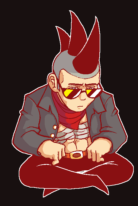 Red_BlackOTD's tweet photo. Today's red and black character of the day is Benny "Beltboy" Oberwinch from LISA: the Hopeful! https://t.co/7qYFfLgVlc