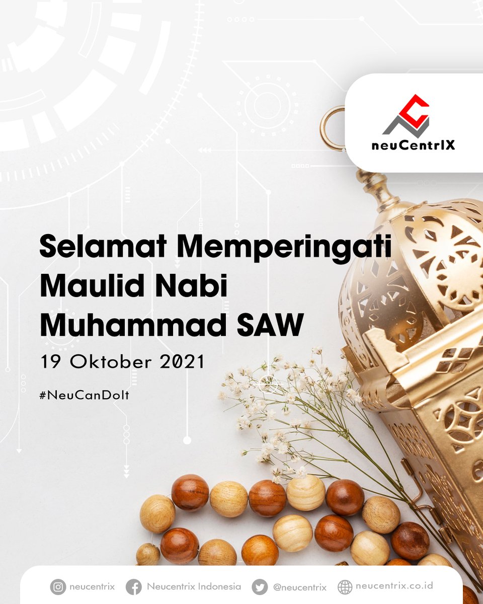 neucentrix's tweet photo. Laku baiknya jadi pelita, ujarannya jadi tenang jiwa. Semoga kita selalu diberikan kemampuan untuk mengikuti pedoman Nabi Muhammad SAW dan merayakan kelahirannya untuk terus berbuat kebajikan bagi dunia. 

#NeuCanDoIt #neuCentrIX
#MaulidNabi https://t.co/QdqBB8tHVK