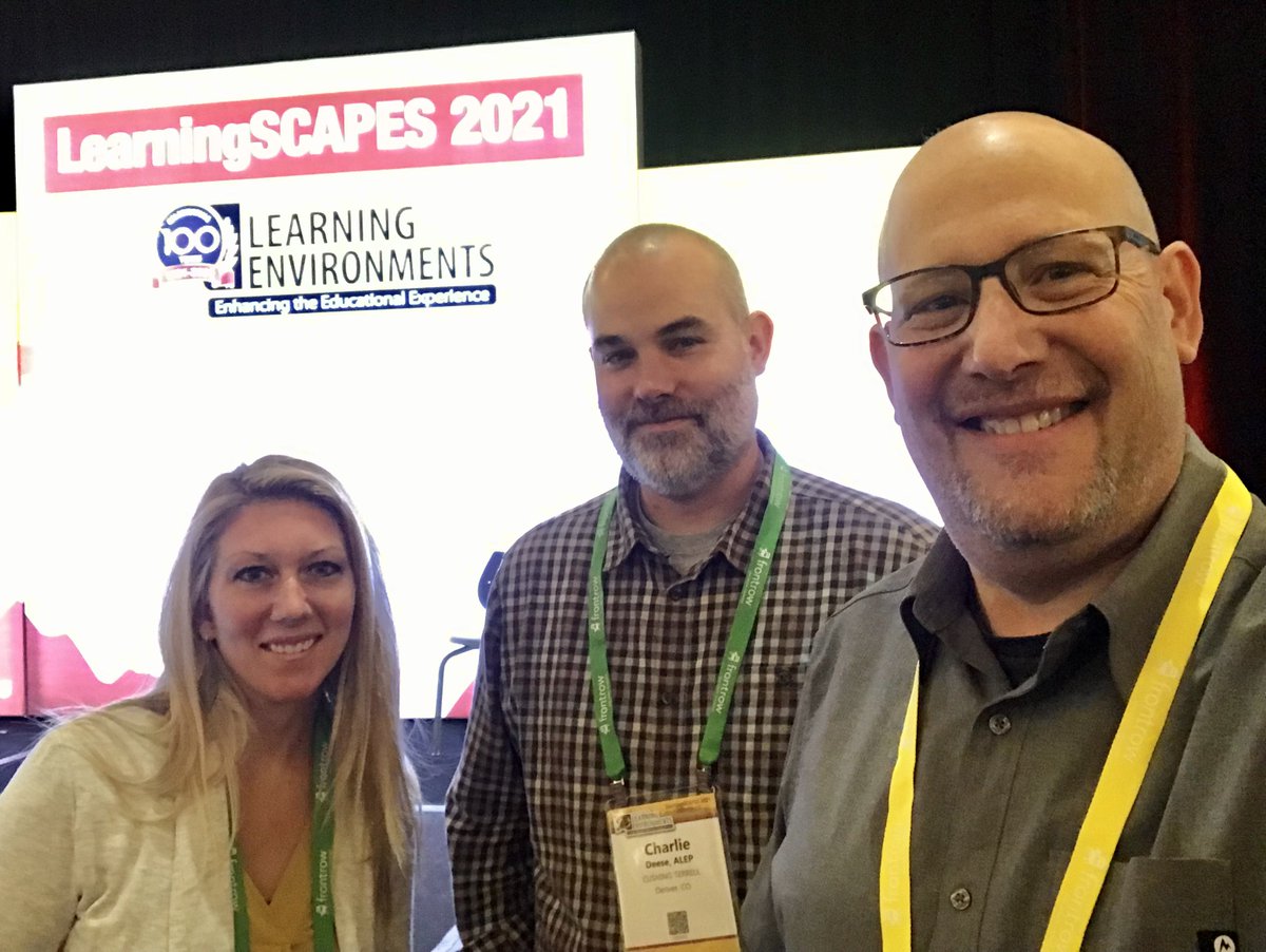 Here we are looking very inspired after listening to the incredible panel of middle school innovators at <a href="/A4LE2/">@a4le2</a> #LearningSCAPES 2021. <a href="/Cushing_Terrell/">Cushing Terrell</a> Architects Sky Cook and @Charlie_Deese joined me for this great event.