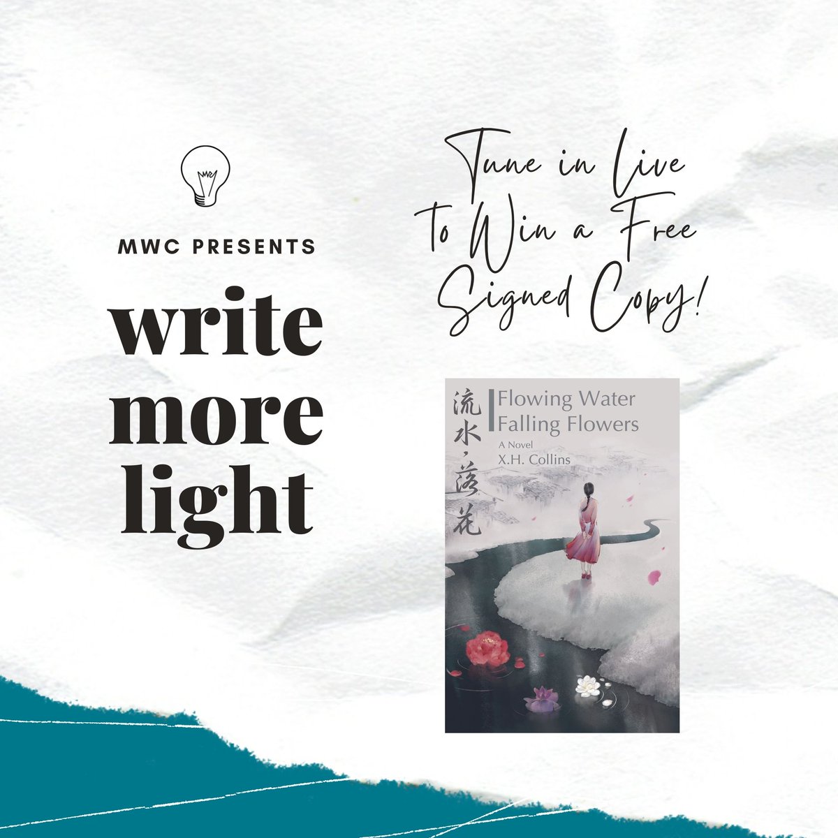 MWC_QC's tweet photo. Join us for an exciting edition of #WriteMoreLight celebrating the anniversary of #FlowingWaterFallingFlowers! One lucky live viewer can win a signed a copy!
1pm CST on https://t.co/1j5AuydAMC https://t.co/7tJ364shI5