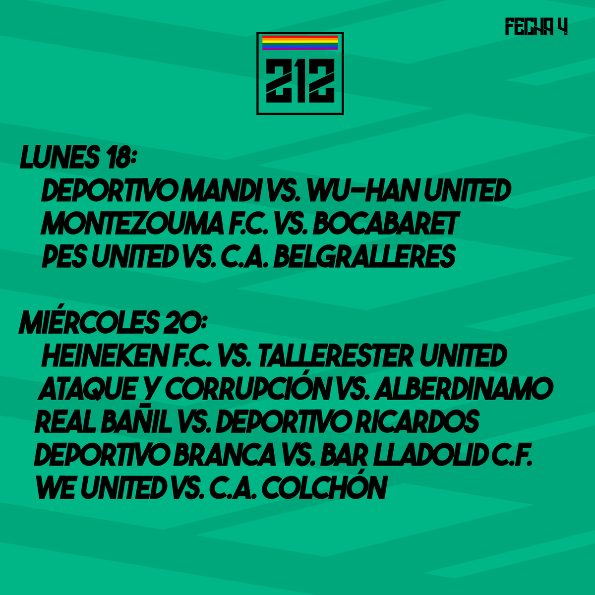 LaLiga21Of's tweet photo. Y así se jugará la #Fecha4 de #La212.
En #LaCucha juega el escolta, juega @DepMandi ante @WuhanUtd que tuvo un gran arranque pero que rápidamente se desmoronó.
Partido más que interesante para los neutrales e importantísimo para los hinchas. https://t.co/b6r5oulVX8
