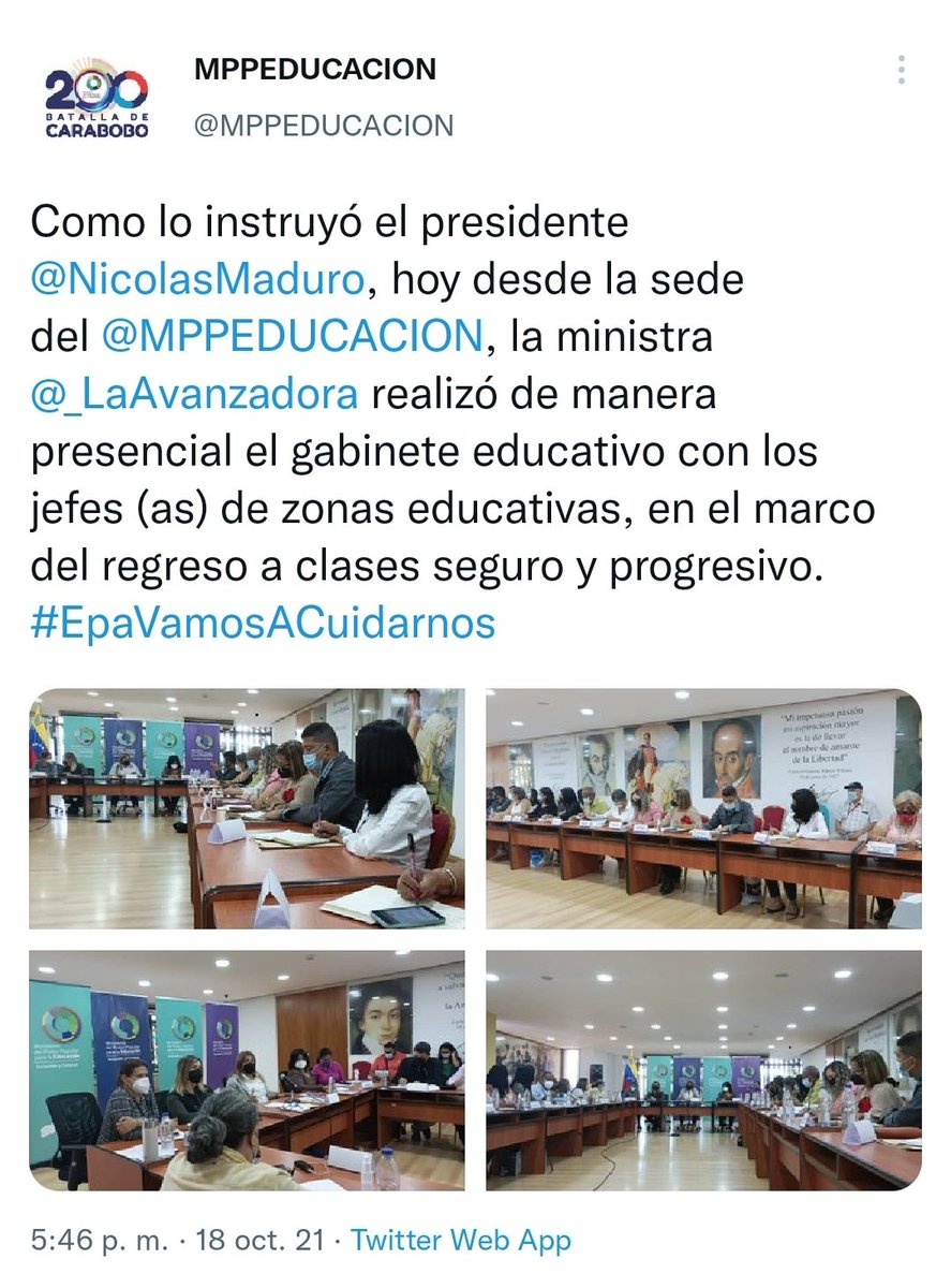 Ya van 33 días del inicio del #AñoEscolar2021_2022, y aunque en #Educación #CadaDíaCuenta, se han perdido 22 días de clase, seguimos #SinCalendario, sin cambios en la página del CFUE, la agenda de la mañana incluye 'entre otros' como tema recurrente y Yelitze sigue instrucciones