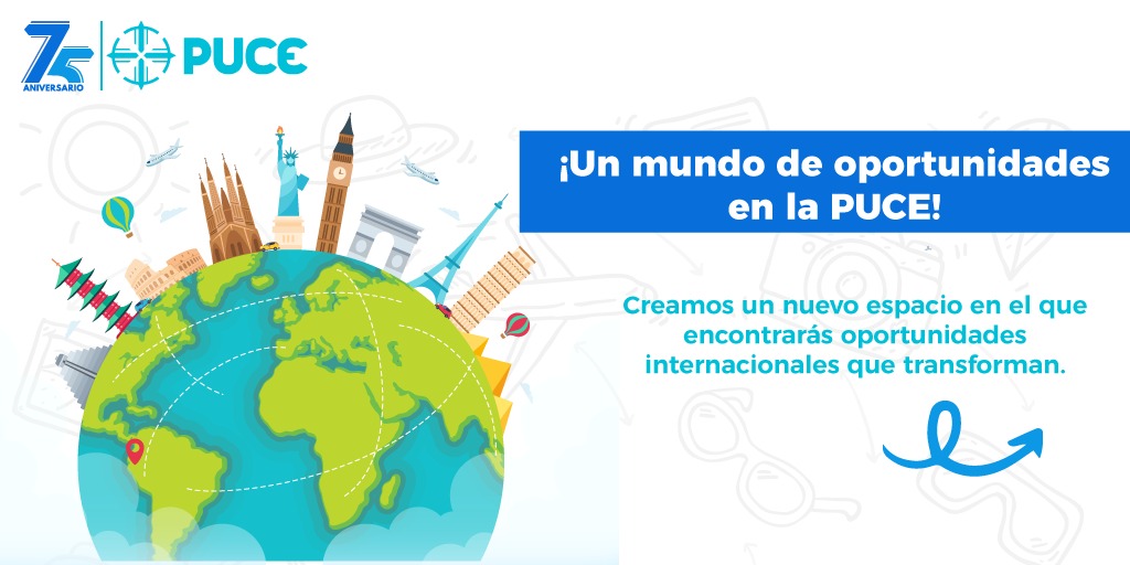PUCE_Ecuador's tweet photo. 🆕 Conoce un mundo de oportunidades internacionales que te ofrece la PUCE. 
✅ Visita nuestra nueva web de internacionalización. 
🖥️ https://t.co/aKVeegp7AY https://t.co/tyHZChspVO