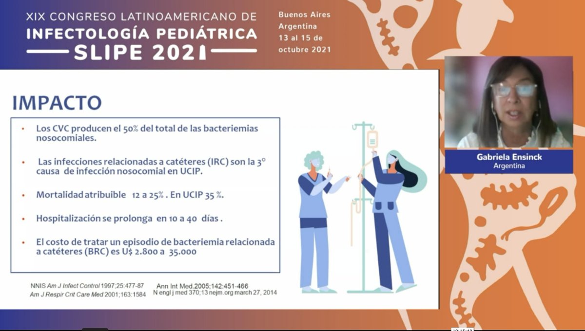 SLIPEsociedad's tweet photo. Una clara demostración por Gabriela Ensinck, #pedsID de Argentina, sobre el gran impacto negativo que tienen las infecciones asociadas a catéteres venosos centrales durante #SLIPE2021. #pedsICU https://t.co/KCoFDhMws5