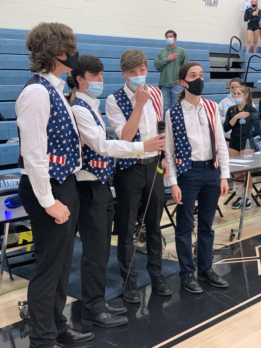 SV_Sports's tweet photo. It’s Senior Night for Girls Volleyball 🏐tonight. Getting things started was the SV Men’s Quartet with the national anthem.🇺🇸 https://t.co/03rY4Zp62D