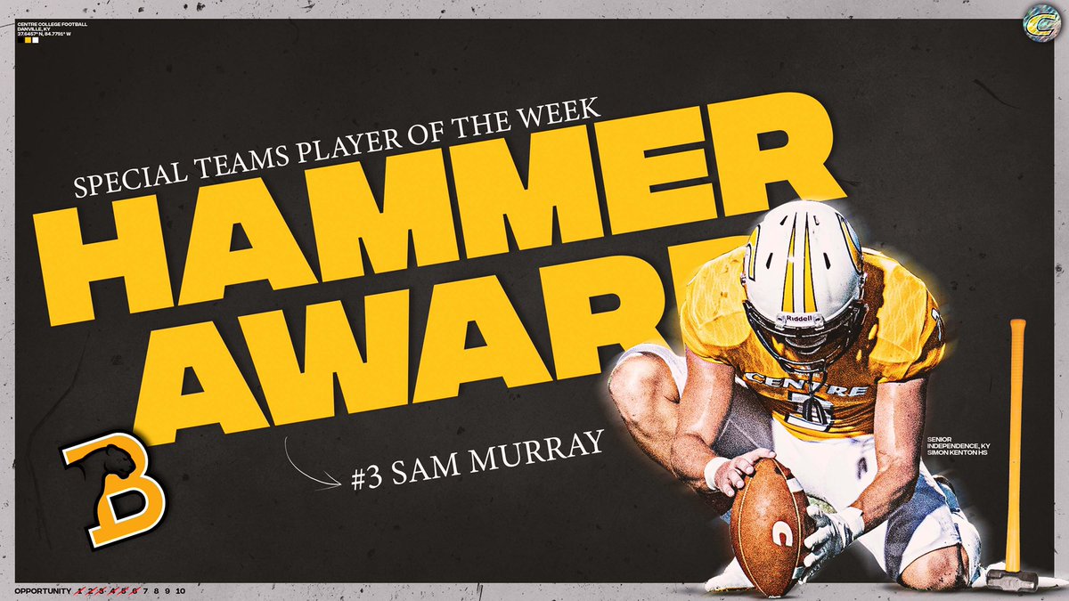 CentreFootball's tweet photo. he got the job done Saturday. 👏

@MamSurray is our Week 7 𝗛𝗔𝗠𝗠𝗘𝗥 𝗔𝗪𝗔𝗥𝗗 winner! 

#PEV x 🔨 https://t.co/tX6lOxjarR